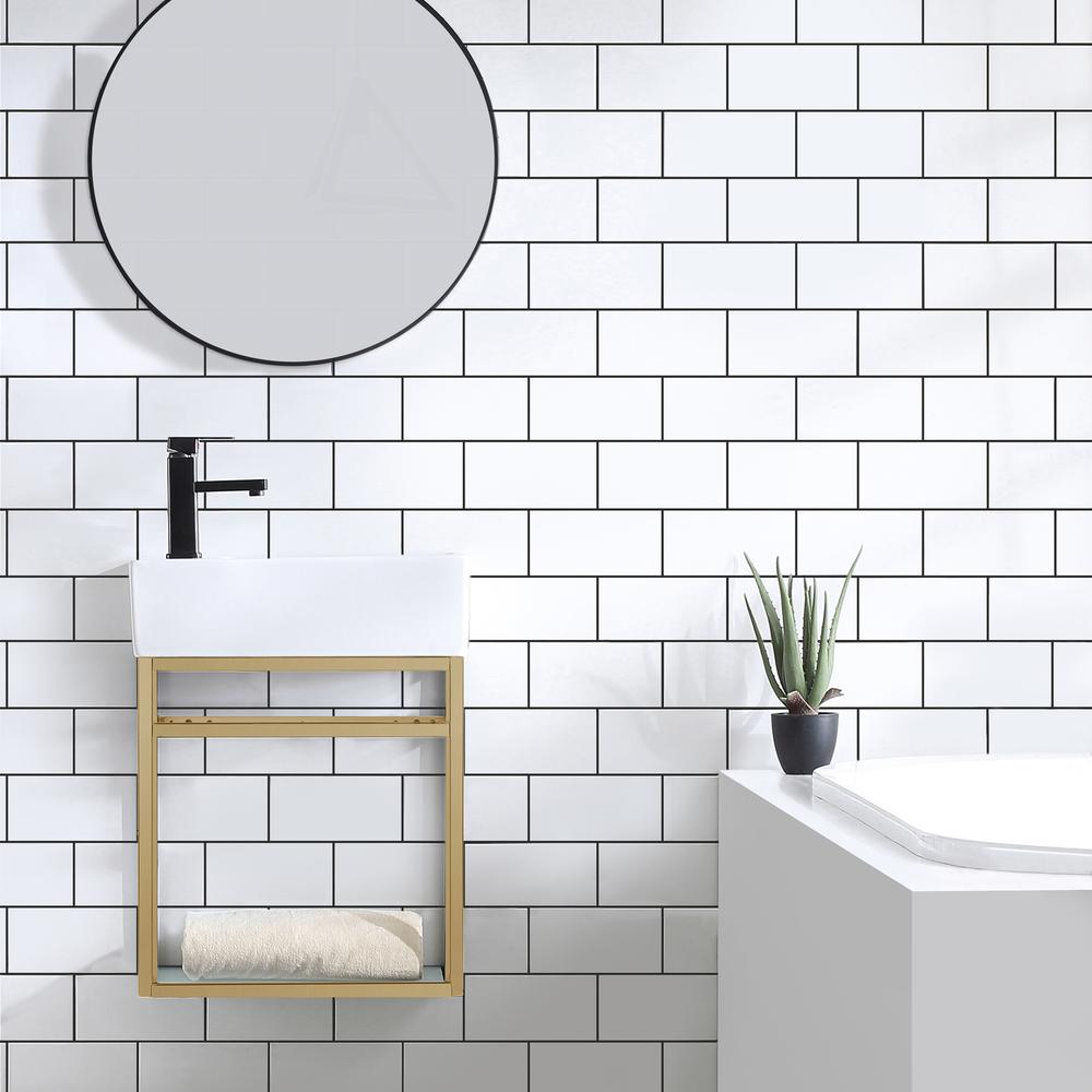 Pierre 19.5 Single, Open Shelf, Gold Metal Frame Bathroom Vanity. Picture 17