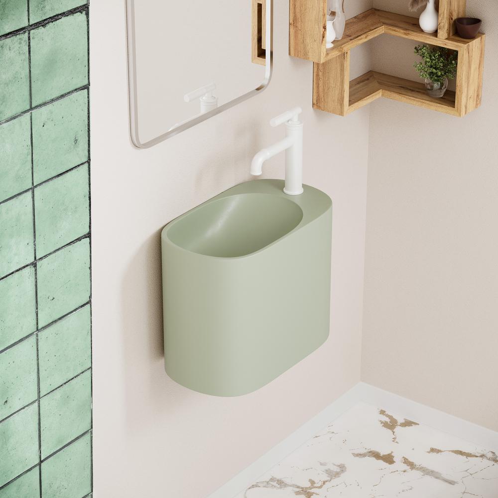 Terre 17.5" Right Side Faucet Wall-Mount Bathroom Sink in Palm Green. Picture 22