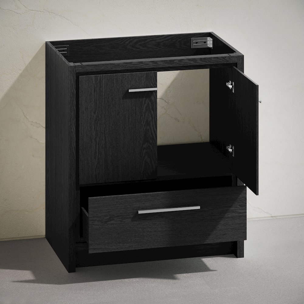 Virage 30" Freestanding Bathroom Vanity in Black Oak without Sink Top. Picture 6
