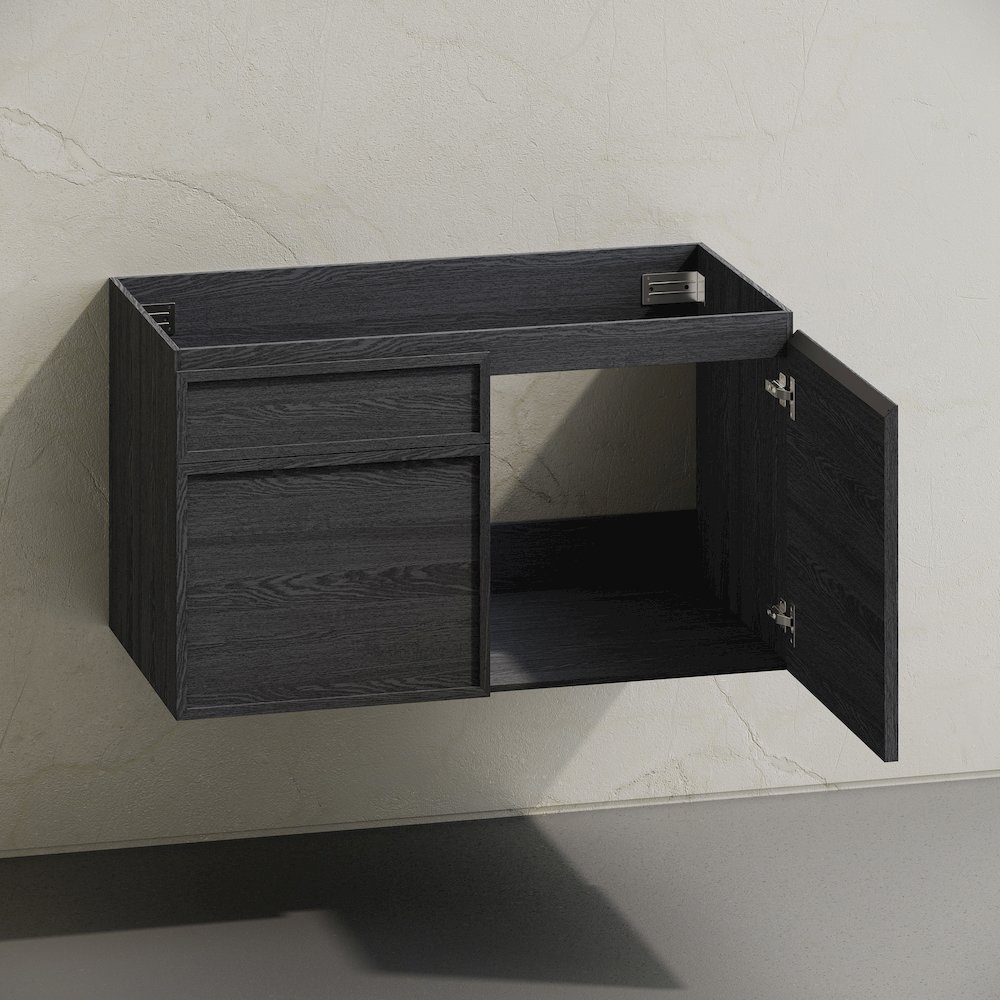 St. Tropez 36" Wall-Mounted Bathroom Vanity Cabinet without Top in Black Oak. Picture 4