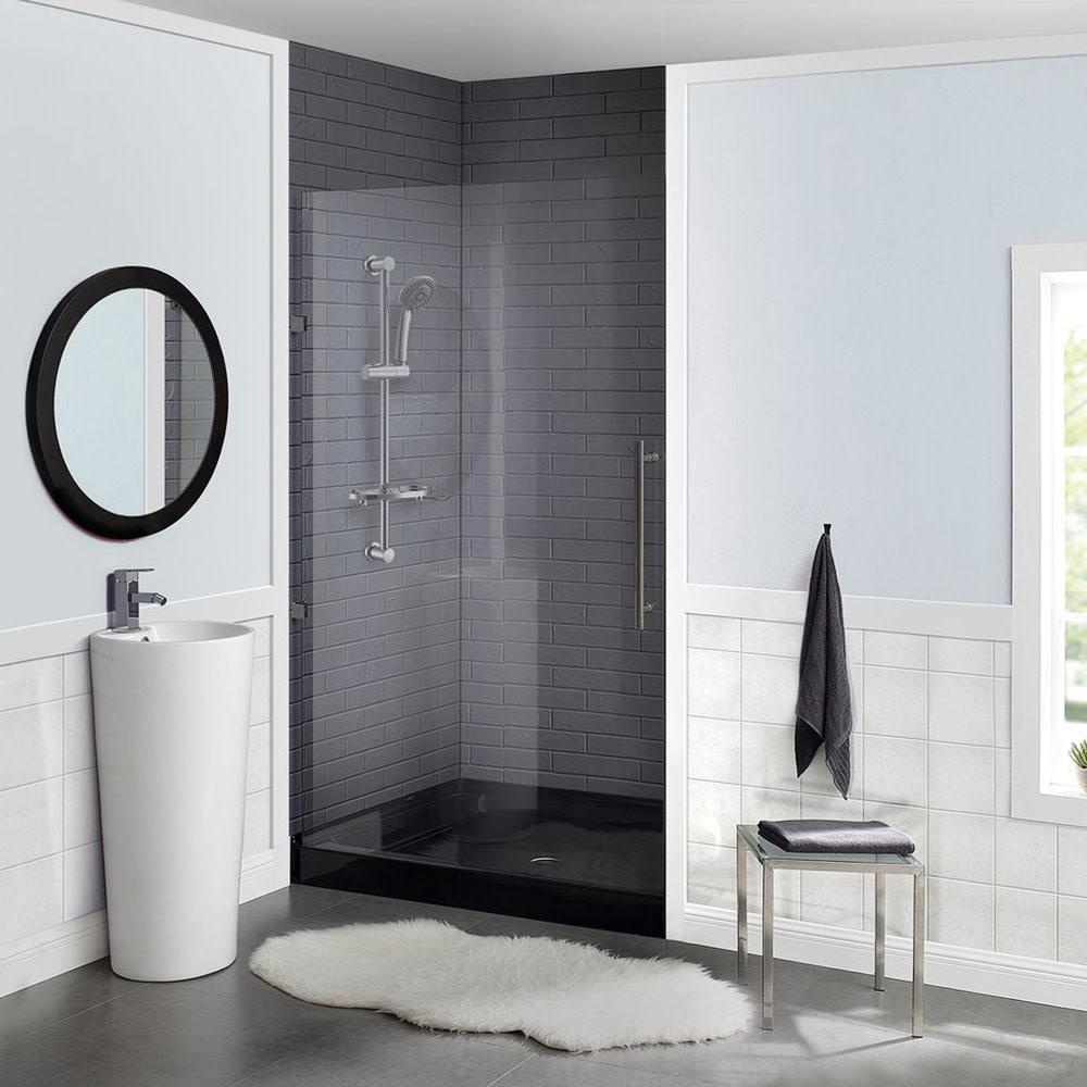 Voltaire 36" x 36" Acrylic Black, Single-Threshold, Center Drain, Shower Base. Picture 2