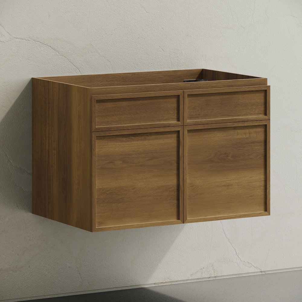 St. Tropez 30" Wall-Mounted Bathroom Vanity Cabinet without Top in Brown Oak. Picture 3