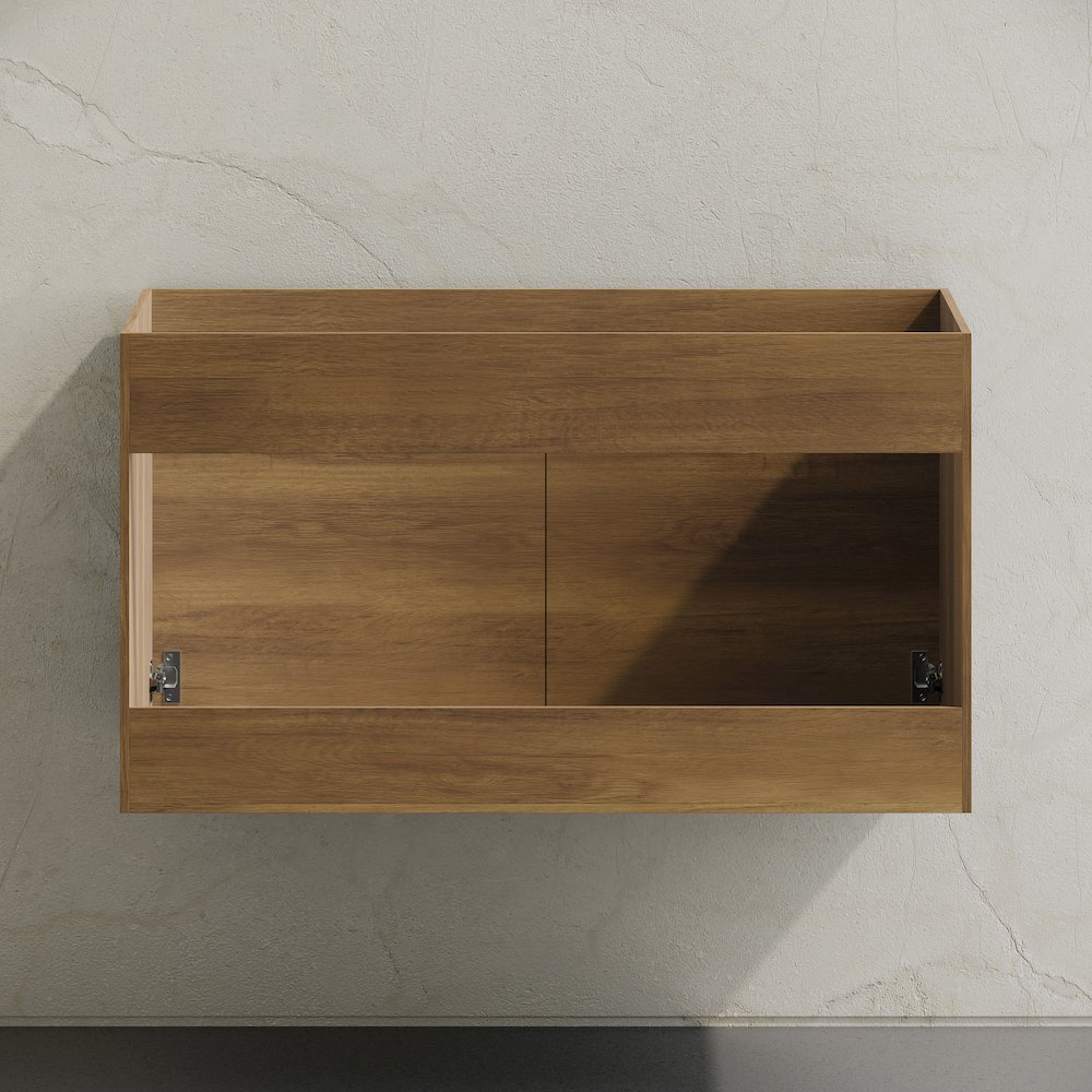 St. Tropez 36" Wall-Mounted Bathroom Vanity Cabinet without Top in Brown Oak. Picture 5