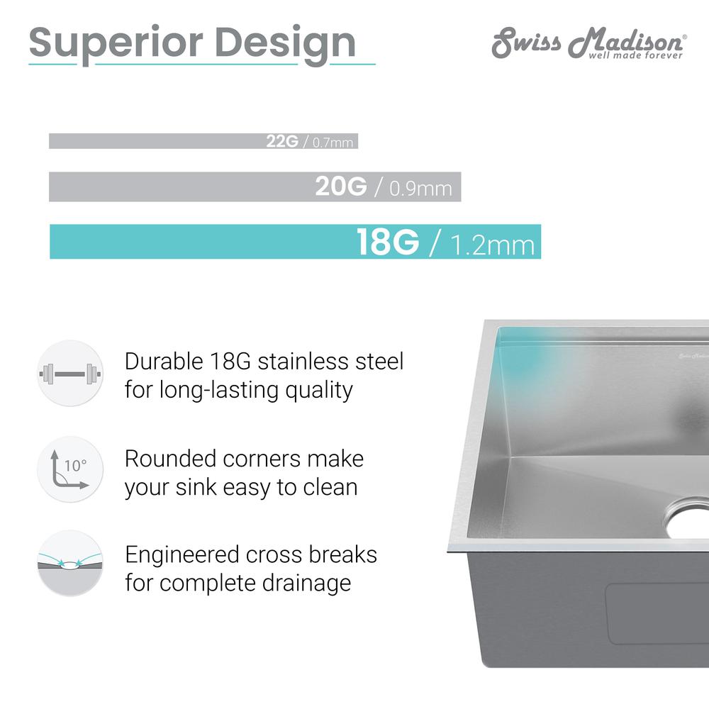 Rivage 27 x 19 Single Basin Undermount Kitchen Workstation Sink. Picture 16