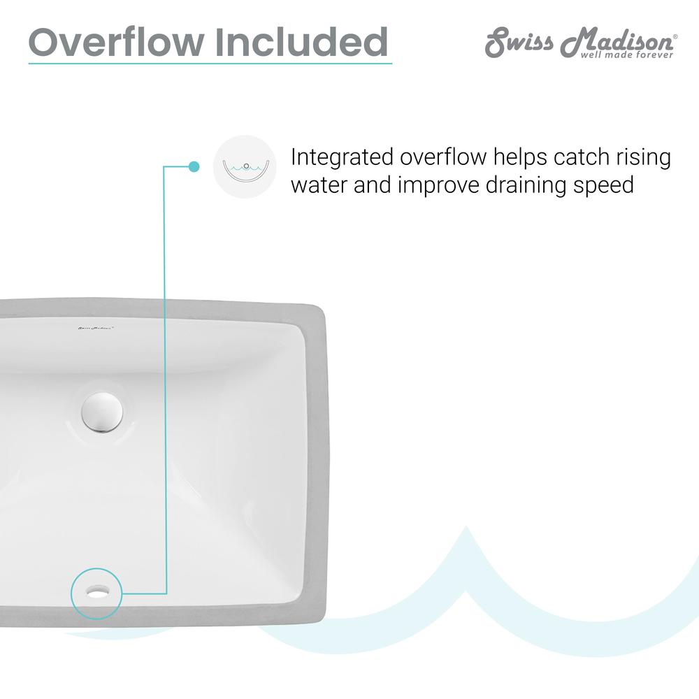 Plaisir 21 Rectangular Under-Mount Bathroom Sink. Picture 10