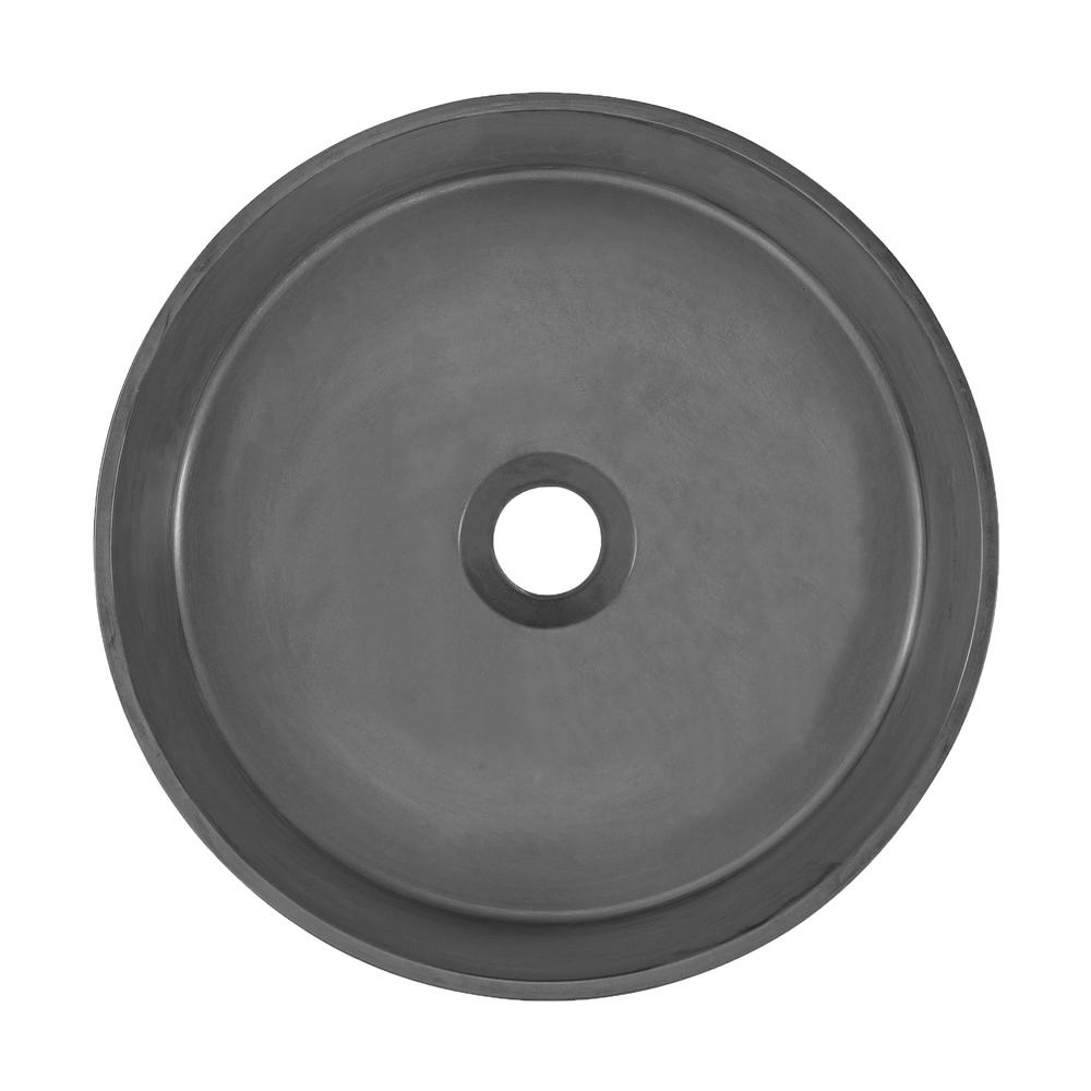 Lisse 14.5” Round Concrete Vessel Bathroom Sink in Dark Grey. Picture 4