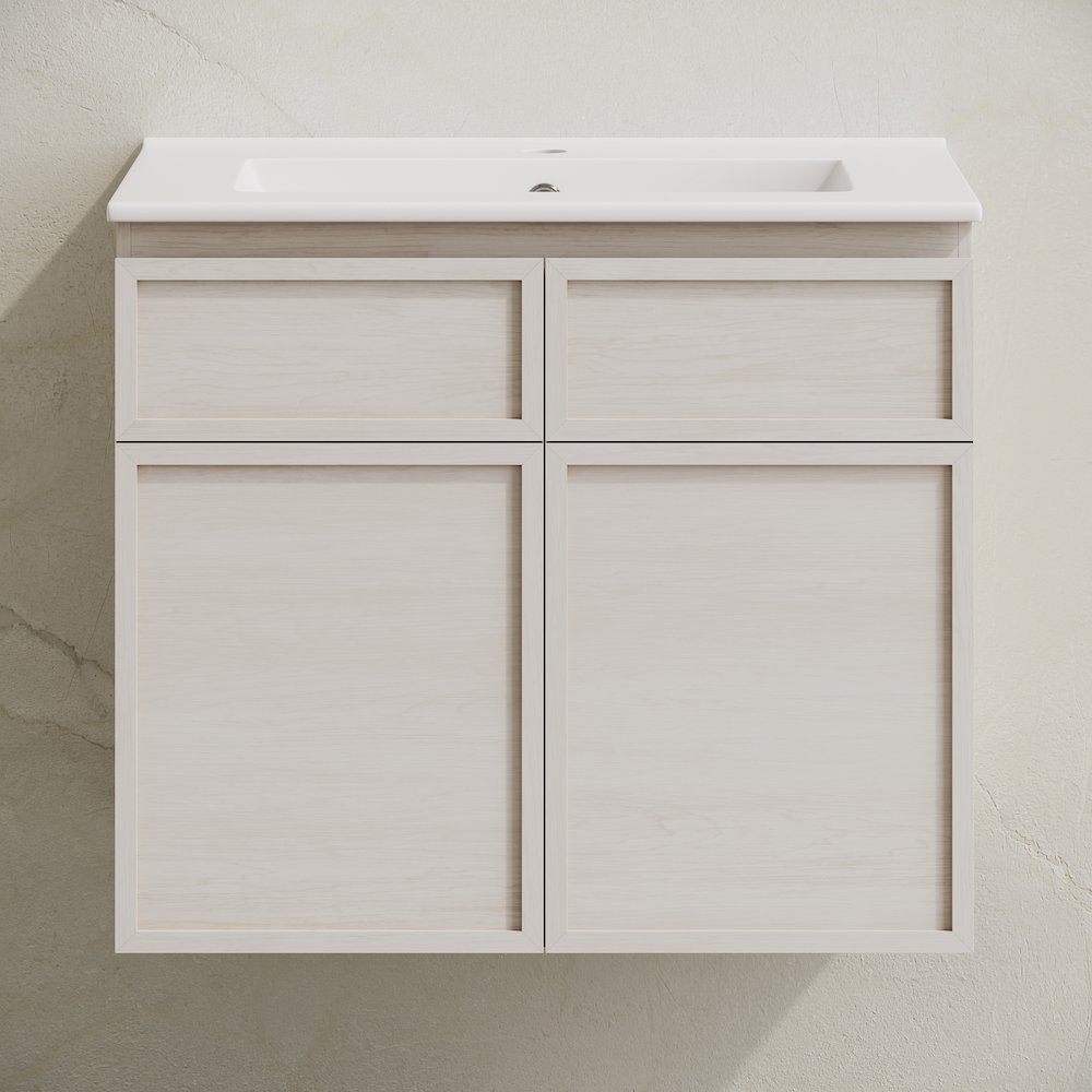 St. Tropez 24" Wall-Mounted Bathroom Vanity in White Oak with Sink Top. Picture 6