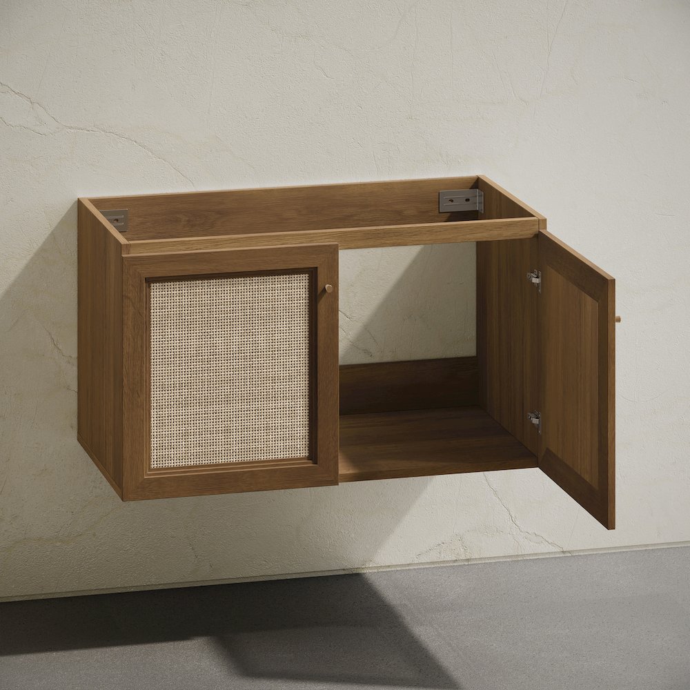 Classe 36" Wall-Mounted Bathroom Vanity in Brown Oak without Sink Top. Picture 6
