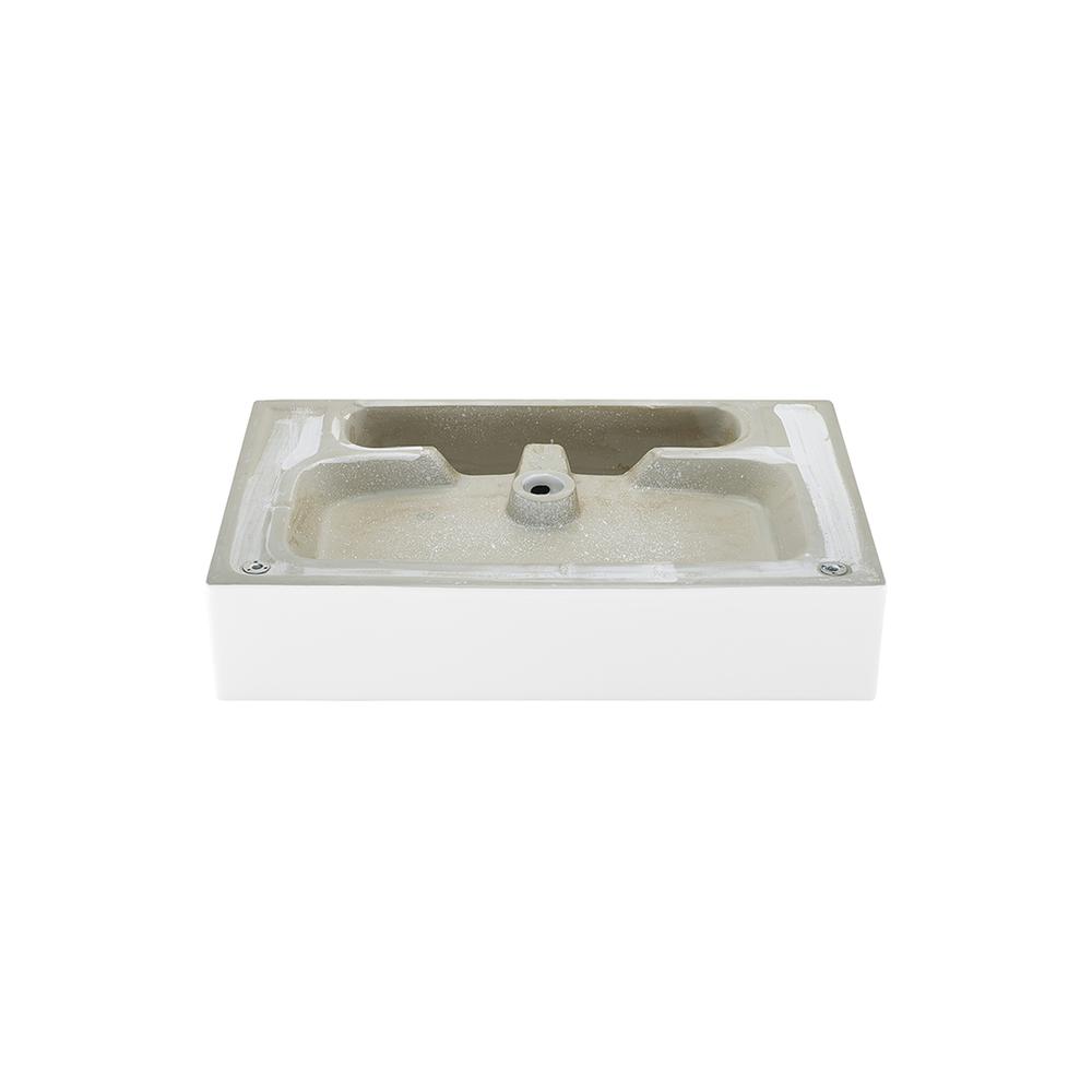 Claire 24 Ceramic Console Sink White Basin Brushed Gold Legs. Picture 5