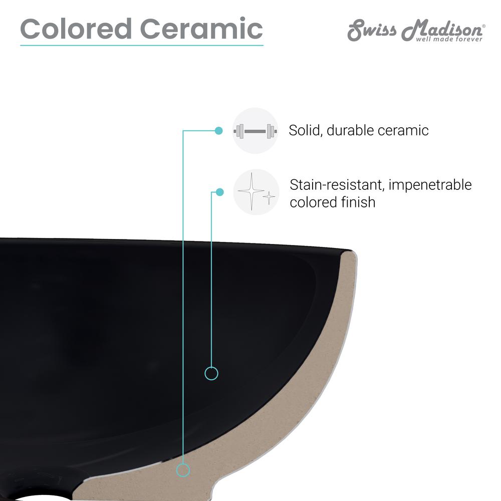 Classe 16 Color Ceramic Sink in Matte Black. Picture 12