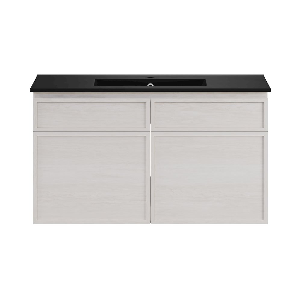 St. Tropez 36" Wall-Mounted Bathroom Vanity in White Oak with Black Sink Top. Picture 1