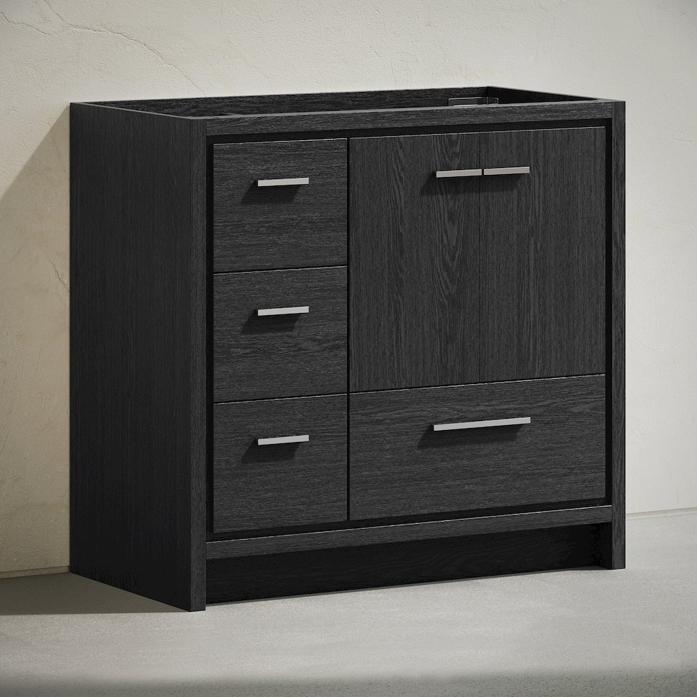 Virage 36" Freestanding Bathroom Vanity in Black Oak without Sink Top. Picture 3