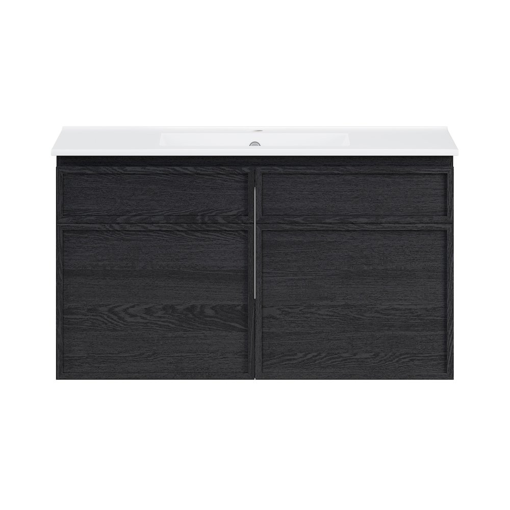 St. Tropez 36" Wall-Mounted Bathroom Vanity in Black Oak with Sink Top. Picture 1