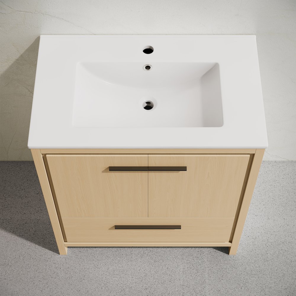 Virage 30" Freestanding Bathroom Vanity in Natural Oak with Sink Top. Picture 4