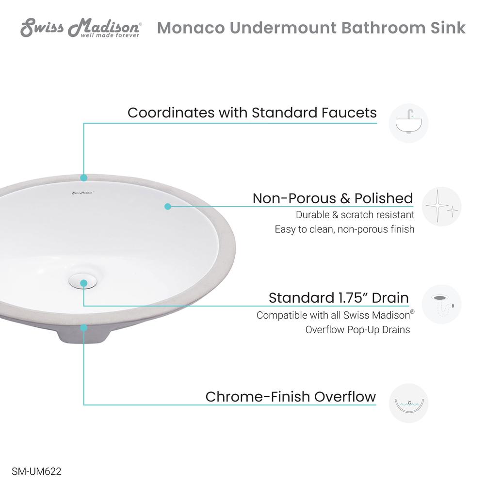 Monaco 19 Oval Under-Mount Bathroom Sink. Picture 7