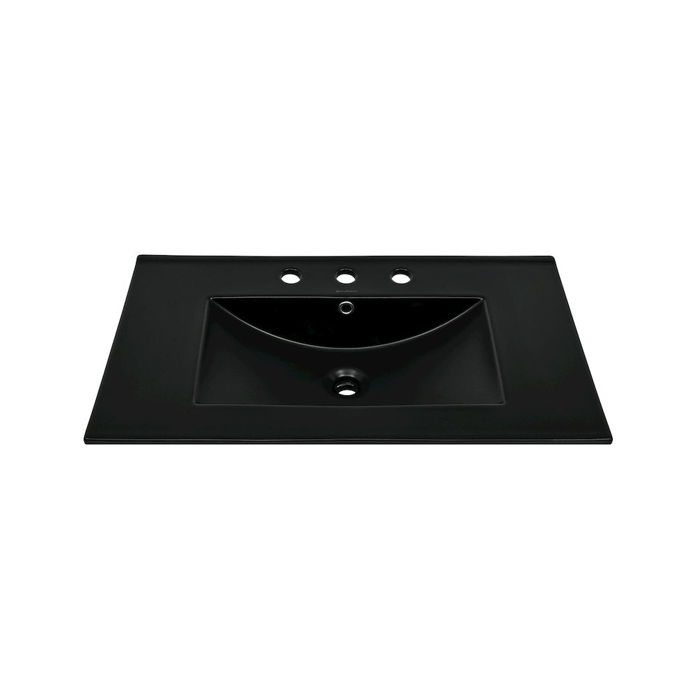 30" 3-Hole Widespread Vanity Sink Top in Glossy Black. Picture 2