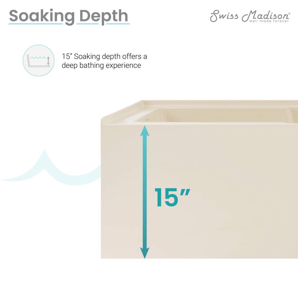 Voltaire 60" x 32" Left-Hand Drain Alcove Bathtub with Apron in Bisque. Picture 3