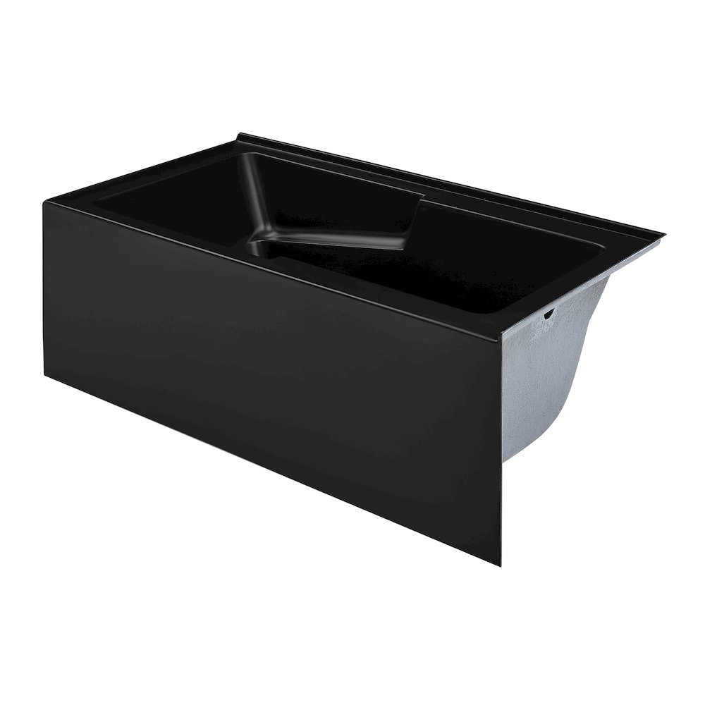 Voltaire 60 x 32 Right Drain Soaking Alcove Corner Apron Bathtub in Matte Black. Picture 8