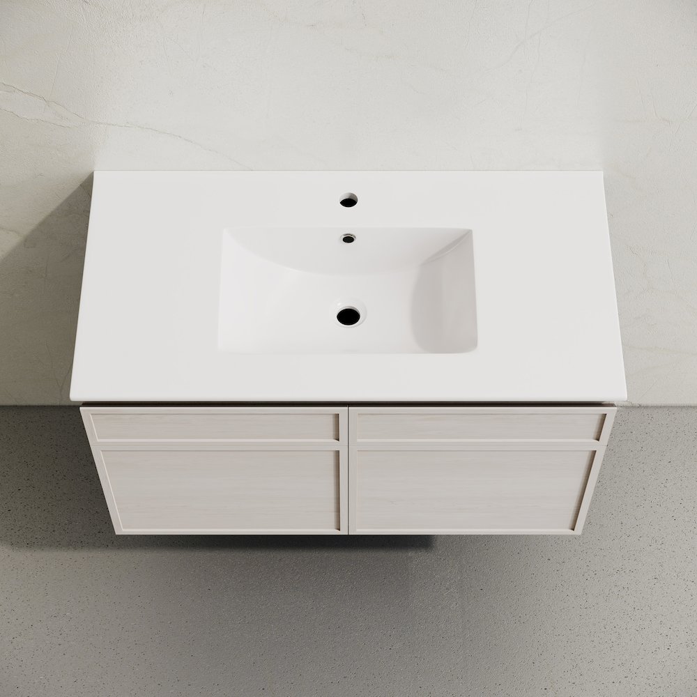 St. Tropez 36" Wall-Mounted Bathroom Vanity in White Oak with Sink Top. Picture 4