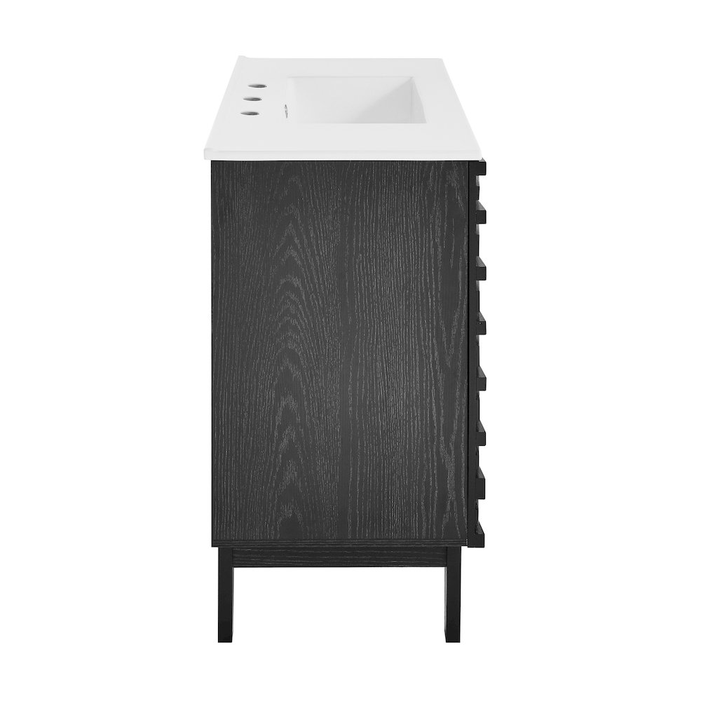 30" Freestanding Bathroom Vanity in Black Oak with 3-Hole Widespread Sink Top. Picture 4