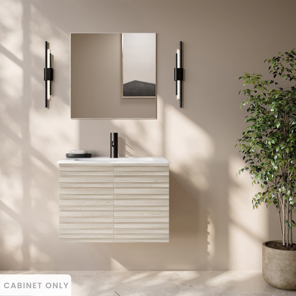 Cascade 30" Wall-Mounted Bathroom Vanity Cabinet without Top in White Oak. Picture 2