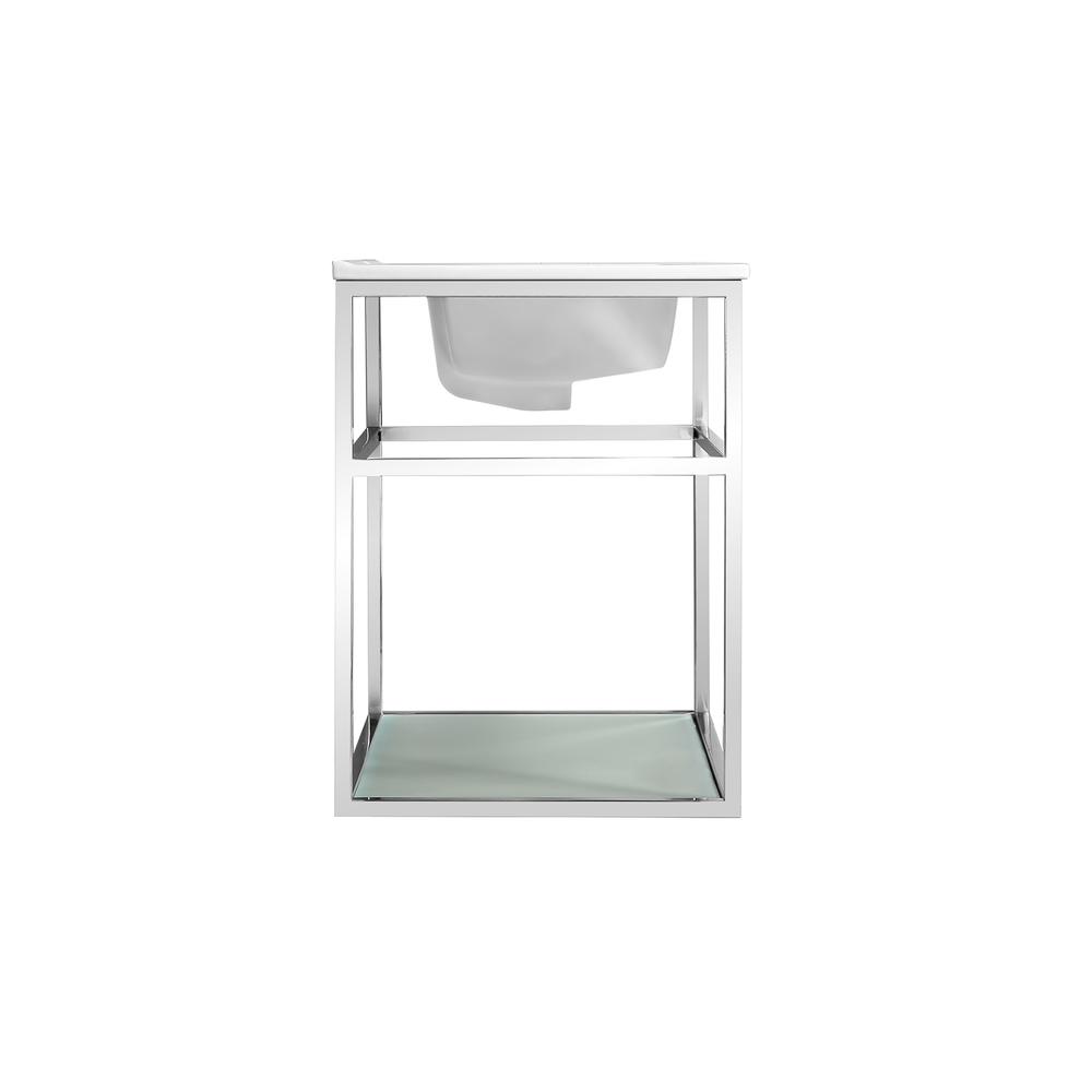 Pierre 30 Single, Open Shelf, Chrome Metal Frame Bathroom Vanity. Picture 3