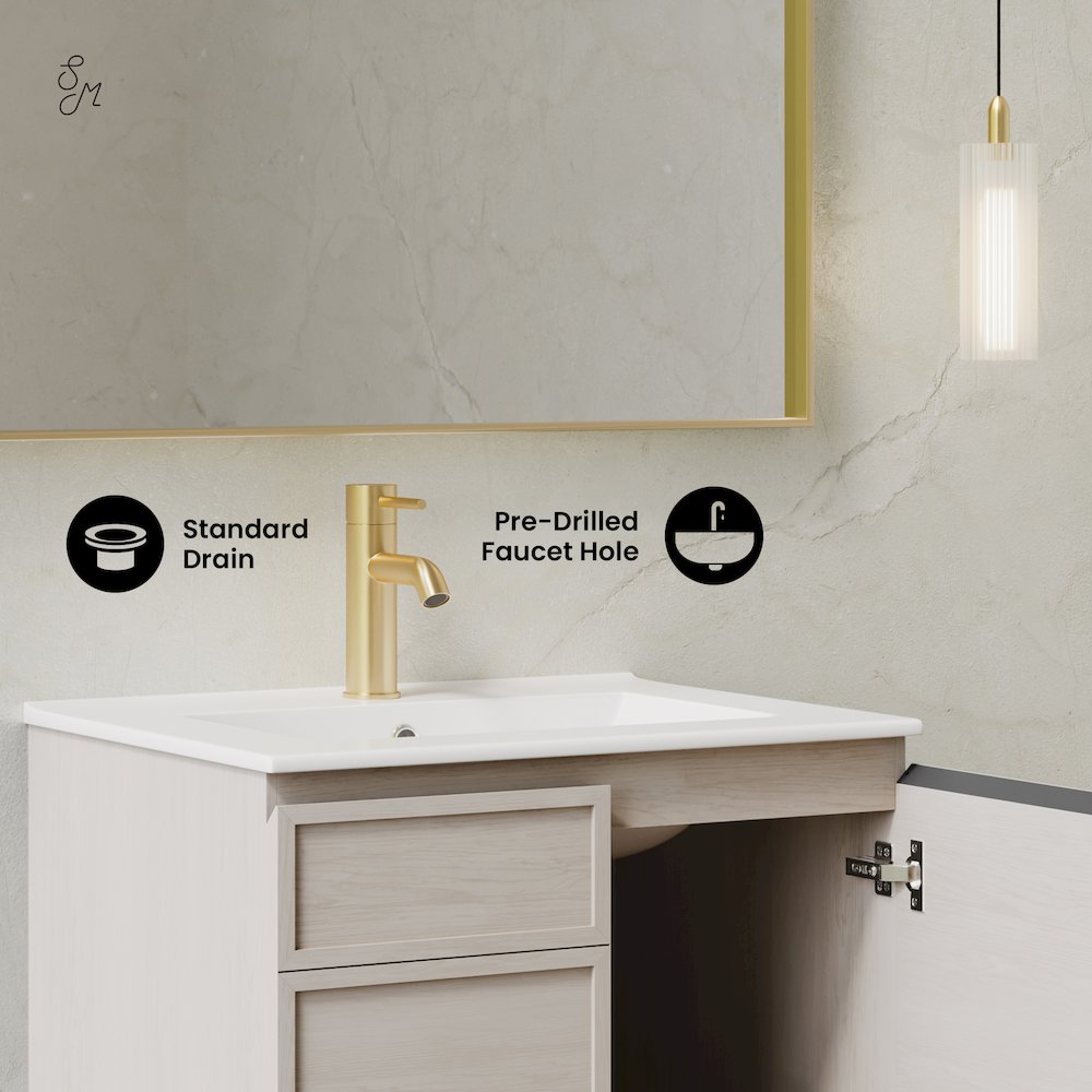 St. Tropez 24" Wall-Mounted Bathroom Vanity in White Oak with Sink Top. Picture 10
