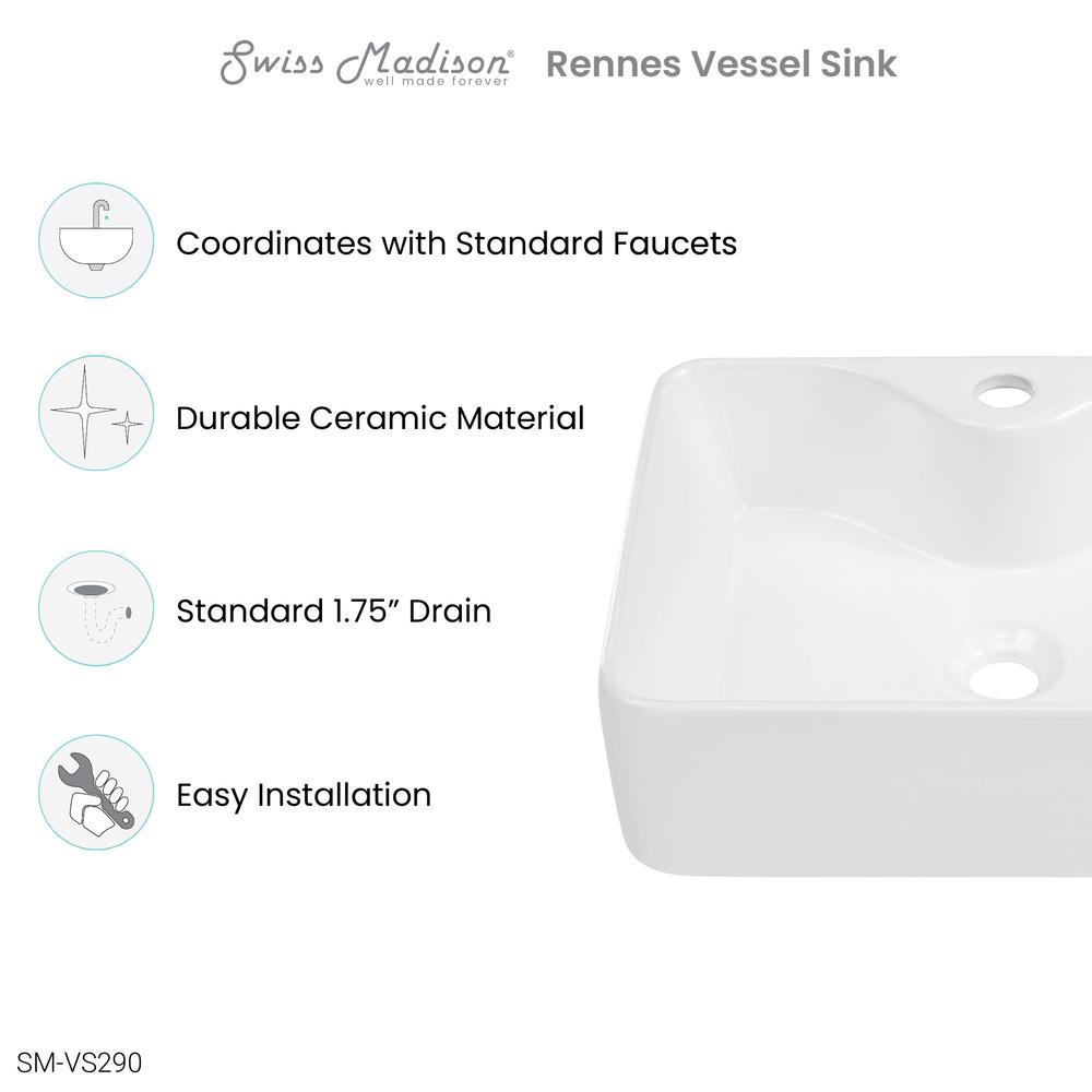 Rennes 19" Vessel Sink in Glossy White. Picture 9