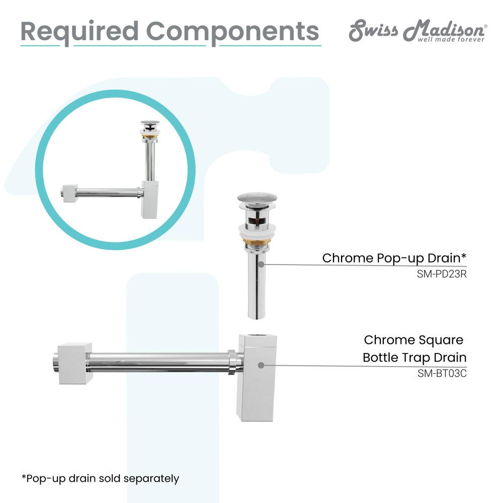 Square Bottle Trap Drain, Chrome. Picture 3