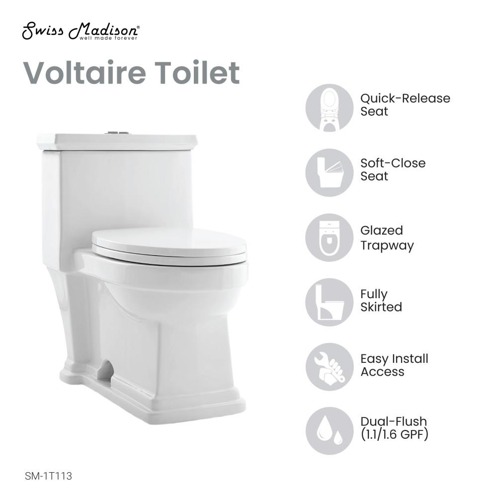 Voltaire One-Piece Elongated Toilet Dual-Flush 1.1/1.6 gpf. Picture 3