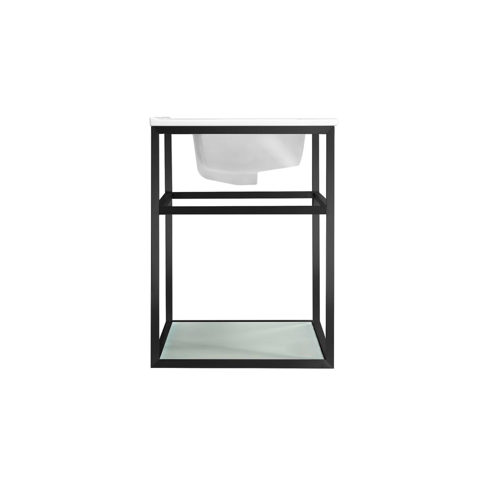 Pierre 30 Single, Open Shelf, Matte Black Metal Frame Bathroom Vanity. Picture 4