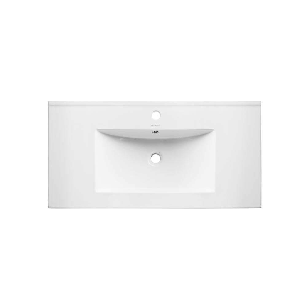 Pierre 30 Single, Open Shelf, Matte Black Metal Frame Bathroom Vanity. Picture 6