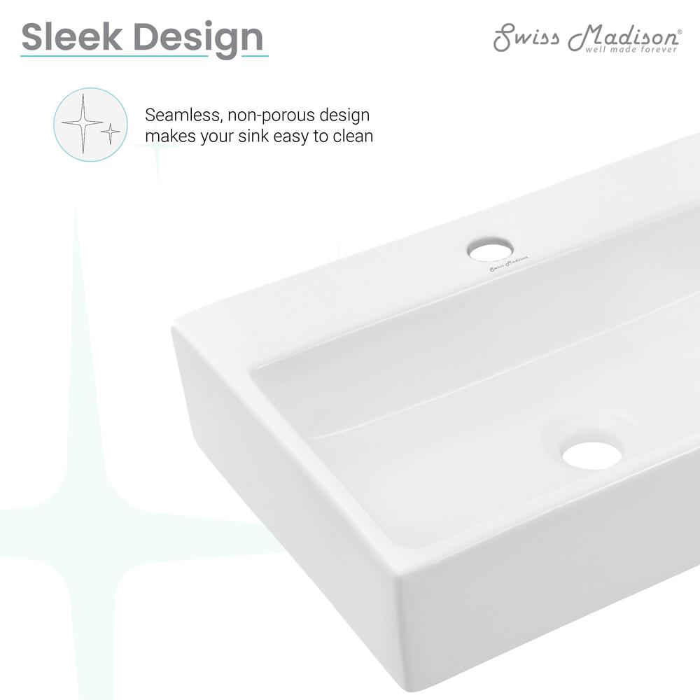 Claire 20 Rectangle Ceramic Vessel Sink, Matte White. Picture 10
