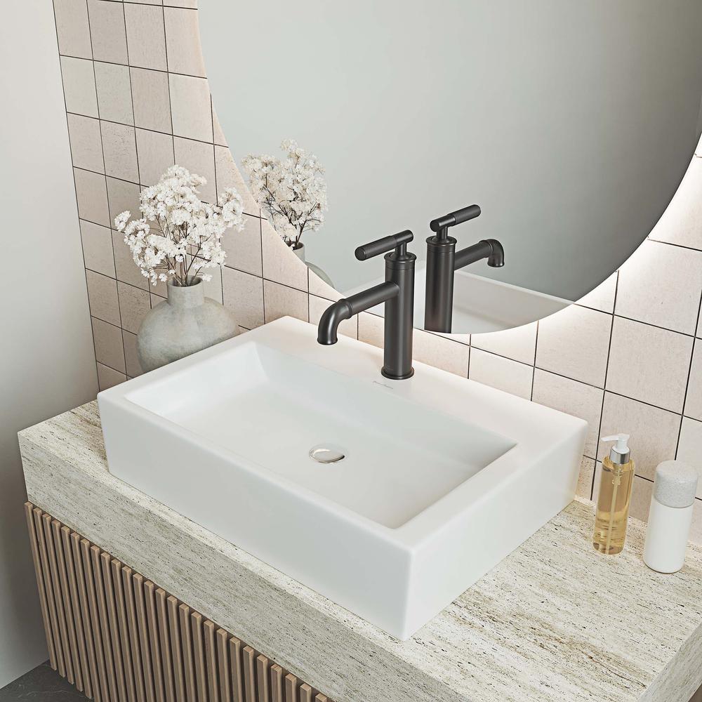 Claire 20 Rectangle Ceramic Vessel Sink, Matte White. Picture 18