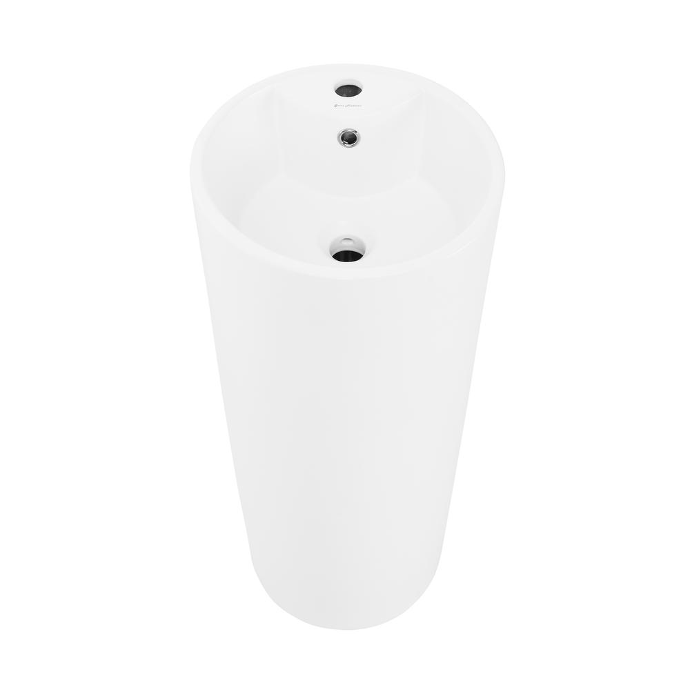 Monaco Circular Basin Pedestal Sink in Matte White. Picture 2