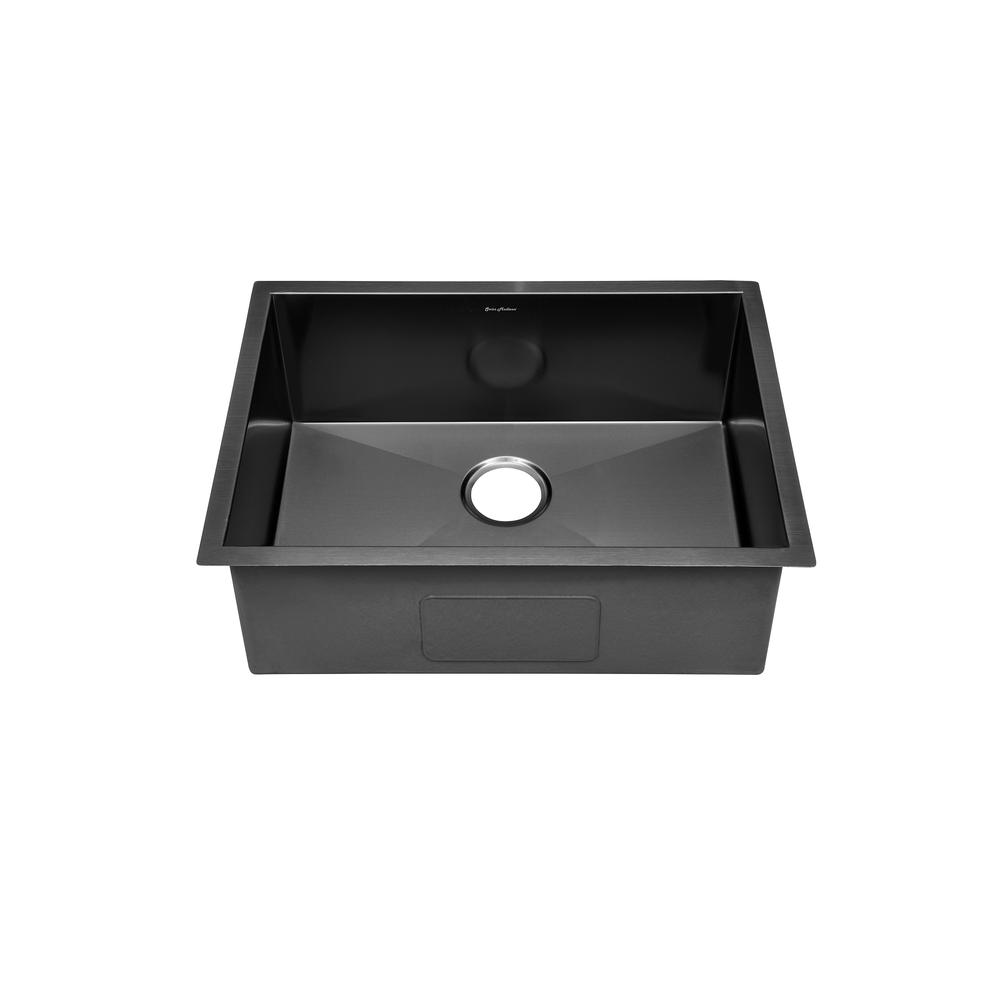 Stainless Steel, Single Basin, Undermount Kitchen Sink in Black. Picture 2