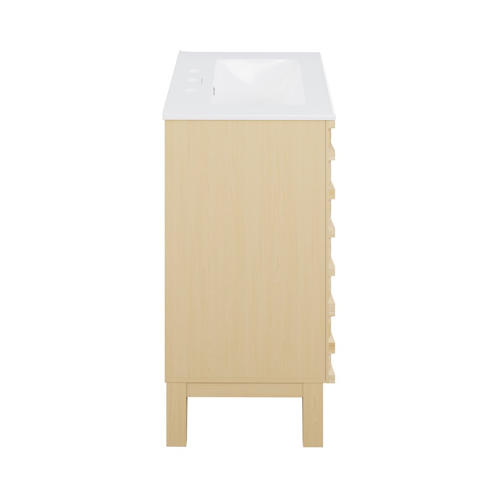 30" Freestanding Bathroom Vanity in Natural Oak with 3-Hole Widespread Sink Top. Picture 3