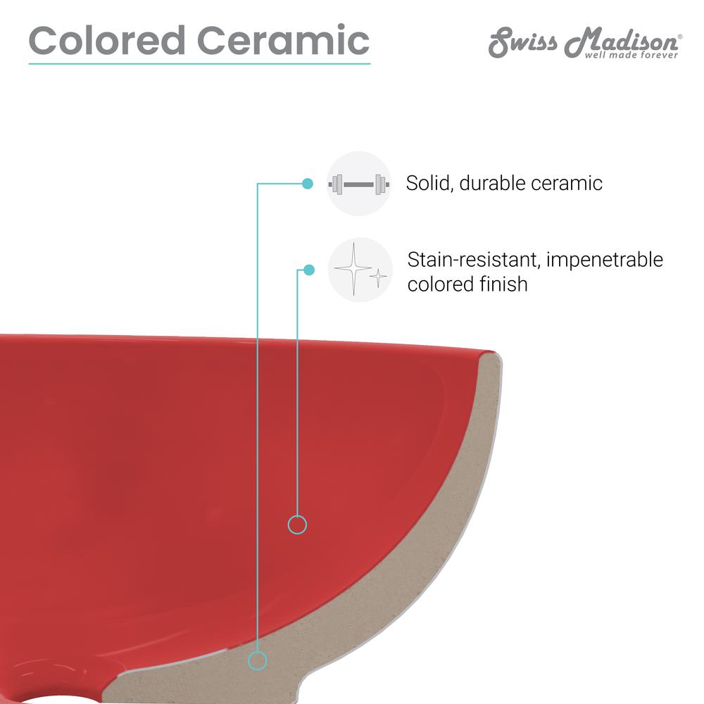 Classe 16 Ceramic Sink in Matte Red. Picture 12