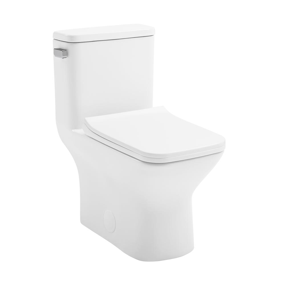 Carre One-Piece Square Toilet Left Side Flush Handle Toilet 1.28 gpf. Picture 1