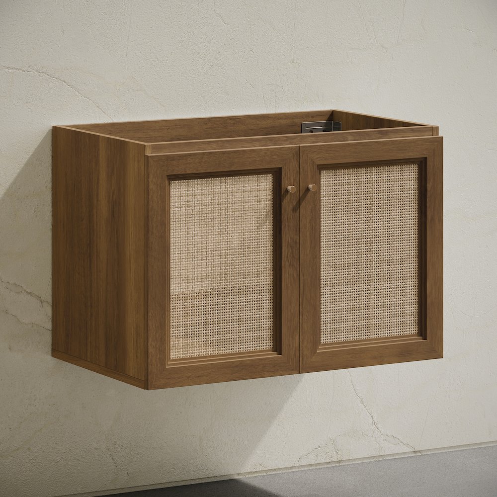 Classe 30" Wall-Mounted Bathroom Vanity in Brown Oak without Sink Top. Picture 3