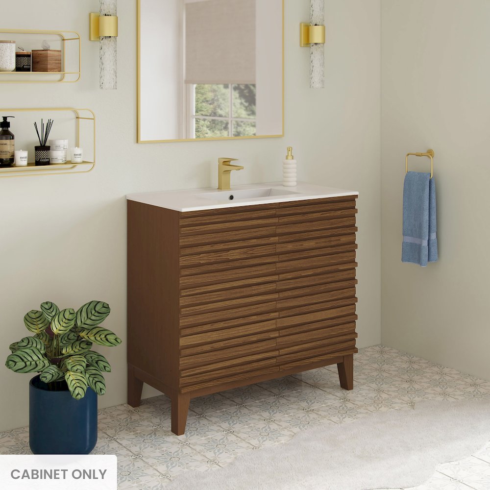 Cascade 30" Freestanding Bathroom Vanity Cabinet without Top in Brown Oak. Picture 2