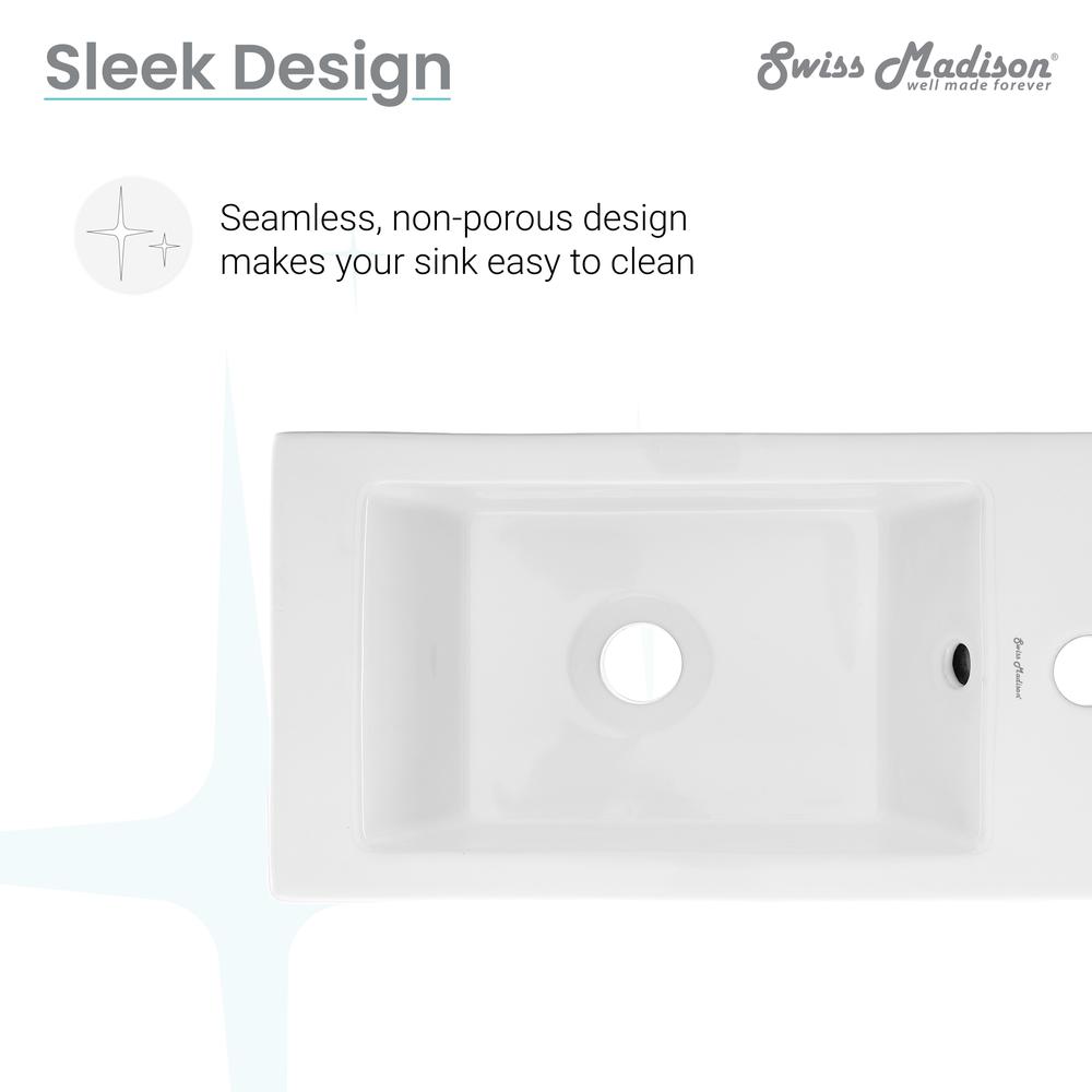 Rectangular Ceramic Wall Hung Sink with Right Side Faucet Mount. Picture 11