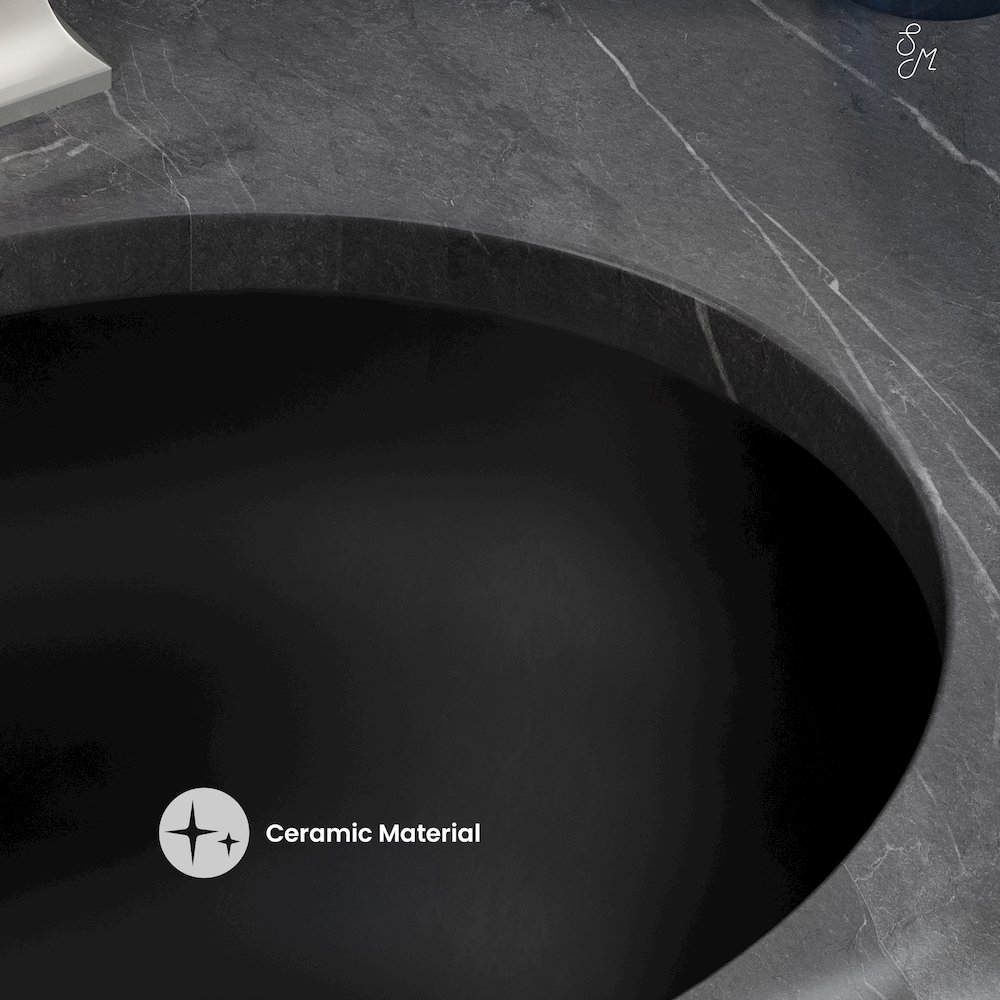 Plaisir 16.5" Ceramic Undermount Bathroom Sink in Matte Black. Picture 3