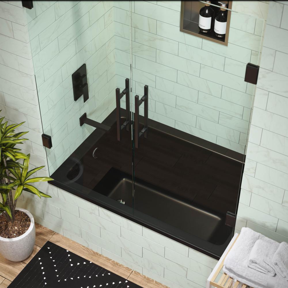 Voltaire 48" x 32" Reversible Drain Drop-In Bathtub in Matte Black. Picture 2