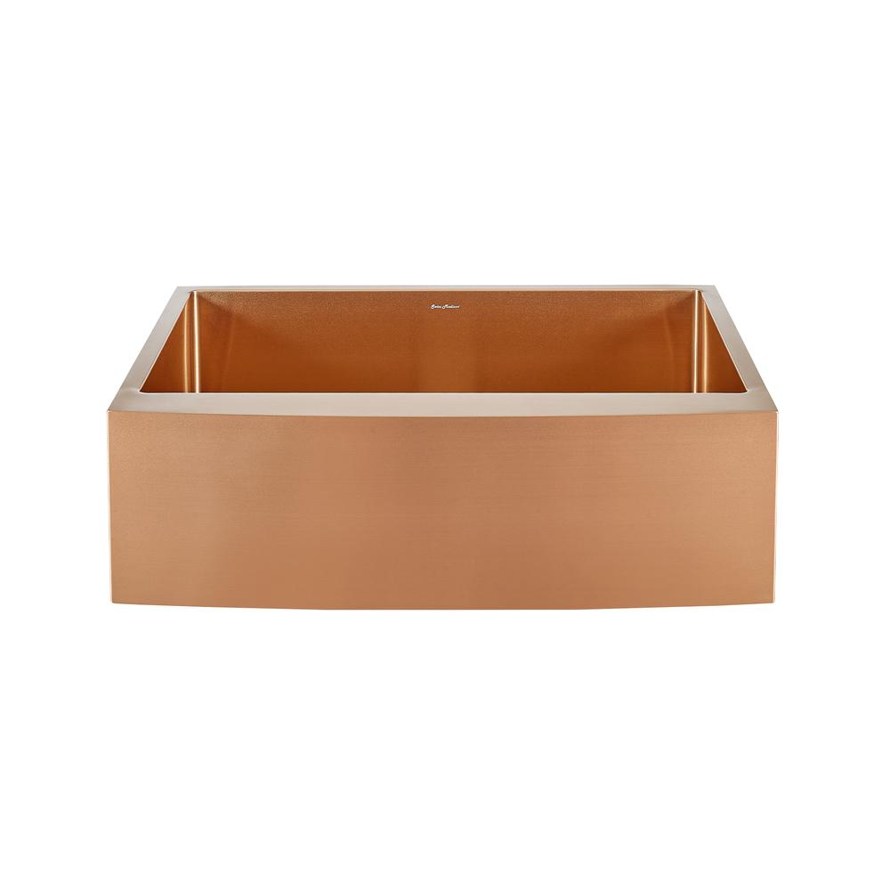 Stainless Steel, Single Basin, Farmhouse Kitchen Sink with Apron in Rose Gold. Picture 1