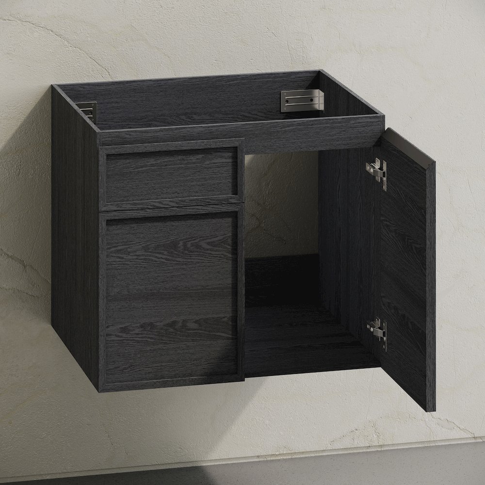 St. Tropez 24" Wall-Mounted Bathroom Vanity Cabinet without Top in Black Oak. Picture 4