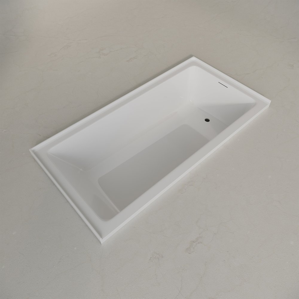 Right Drain Soaking Alcove Bathtub in Glossy White with Integrated Armrest. Picture 7