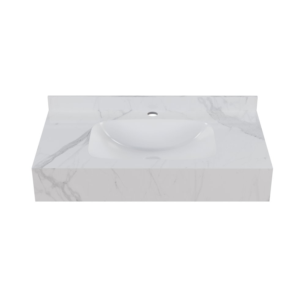 Avancer 36'' Wall Mount Sink In White Marble. Picture 1