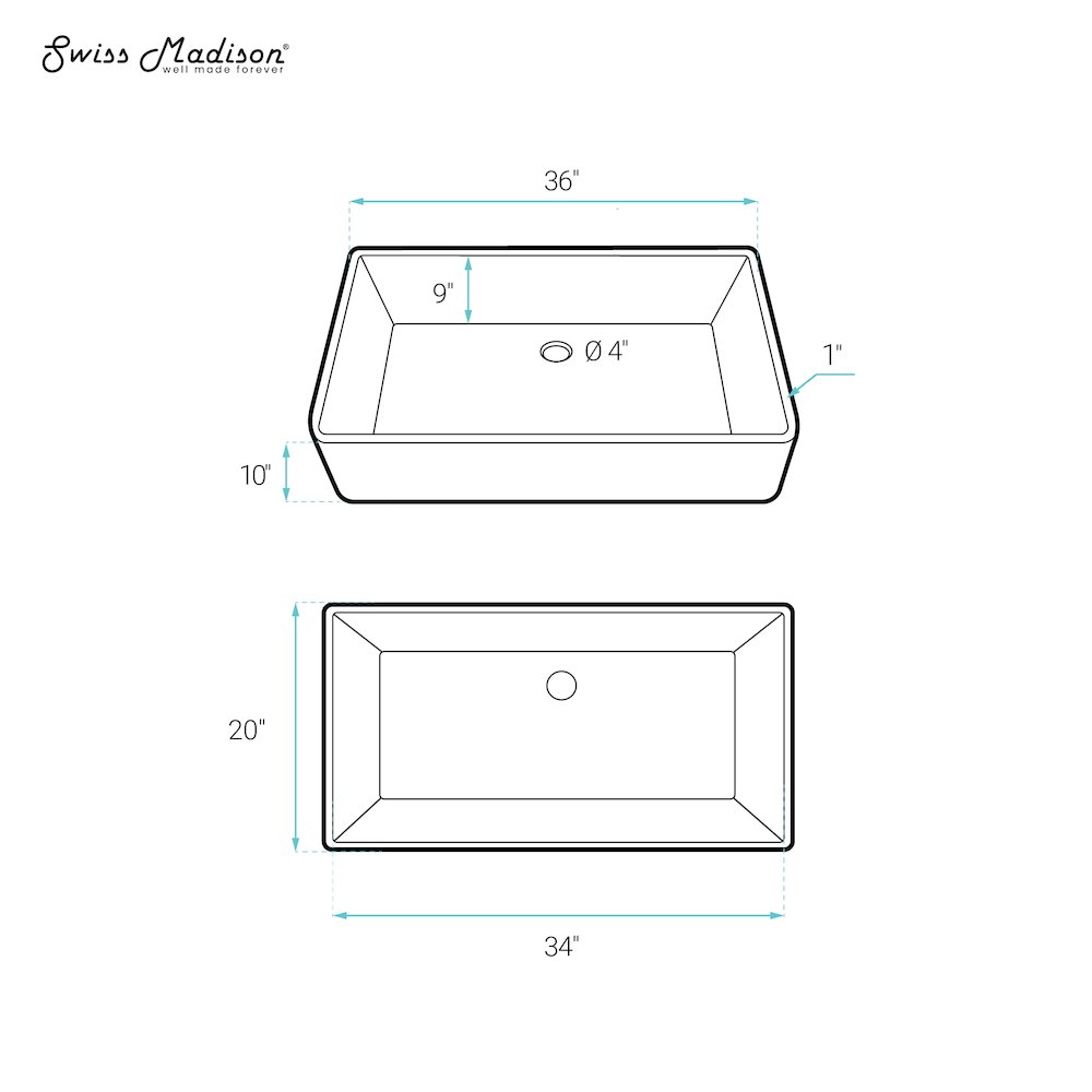 Elegance 36" x 20" Single Basin Fireclay Farmhouse Kitchen Sink in Glossy White. Picture 8