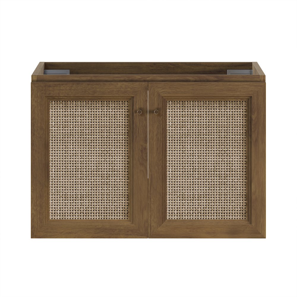 Classe 30" Wall-Mounted Bathroom Vanity in Brown Oak without Sink Top. Picture 1